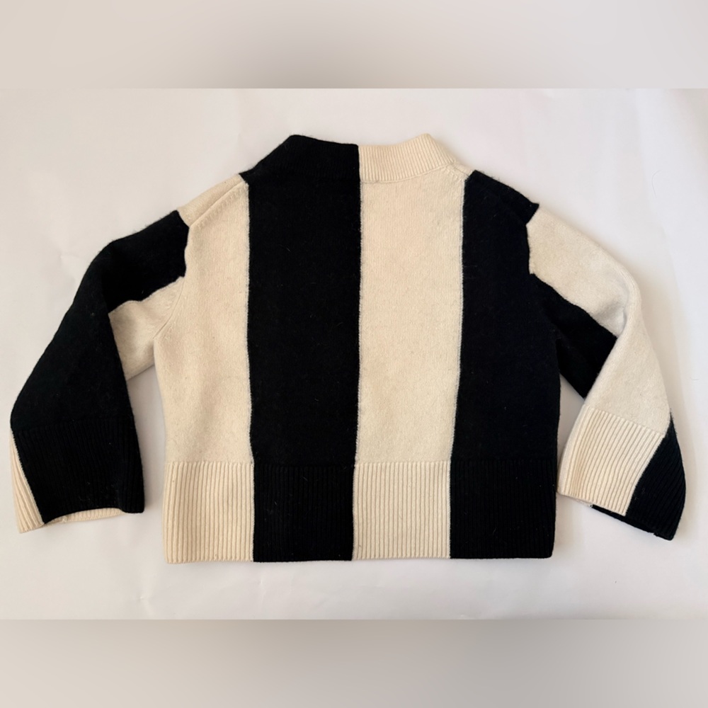 & Other Stories Black and Cream 100% Wool Striped Knit Sweater - Picture 2 of 4